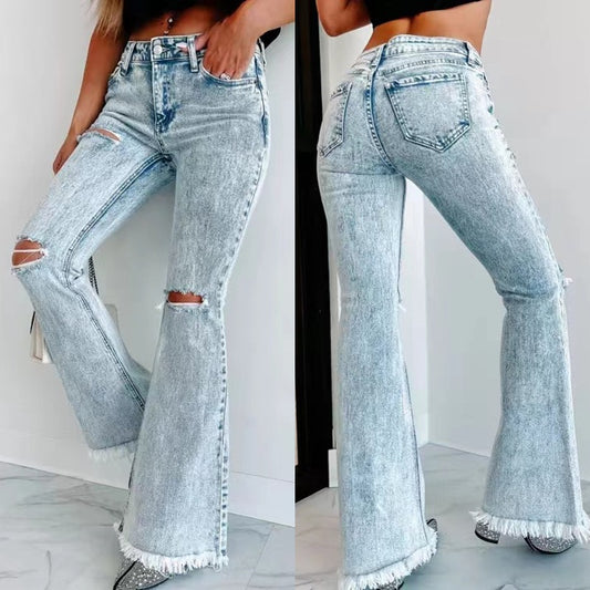 Ripped High Waist Jeans: Edgy Fashion