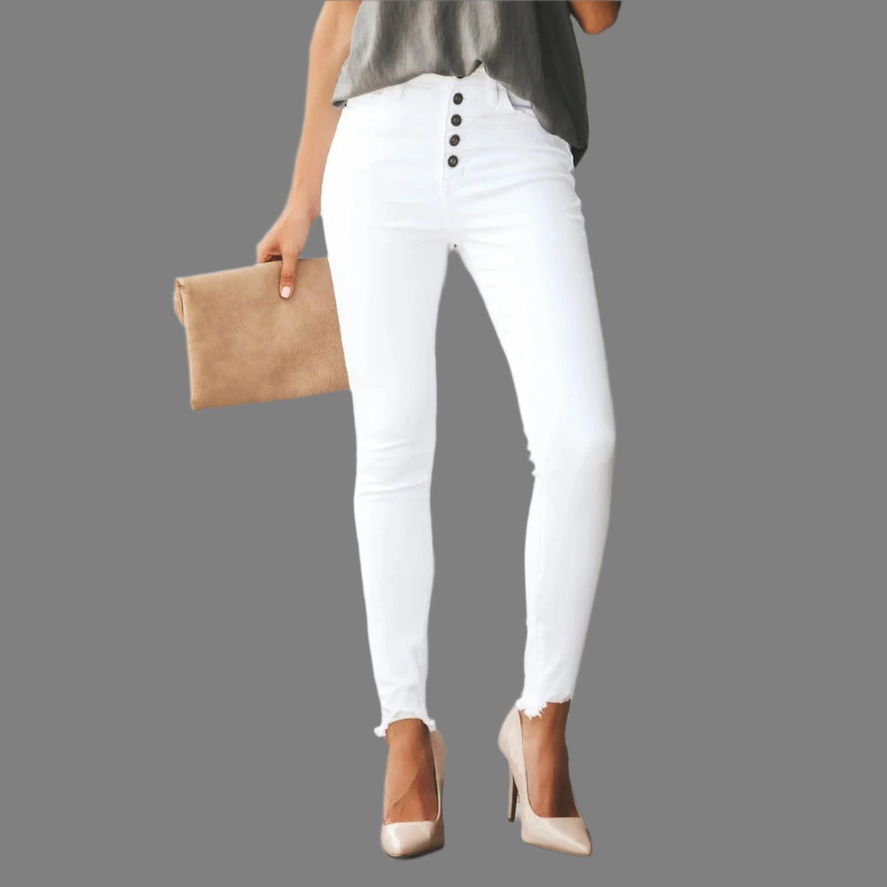 White Ladies Edgy High Waist Stretch Skinny Jeans