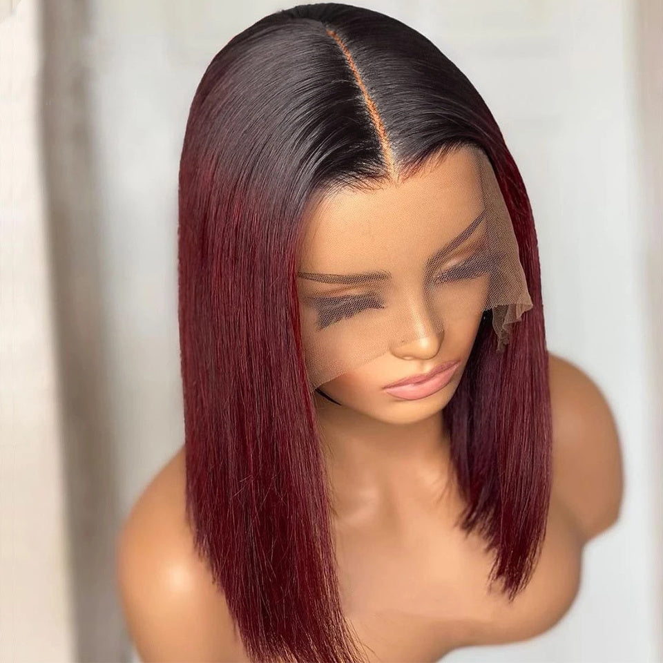 Short Straight 1B-99J Colored Bob Human Brazilian Hair Wig