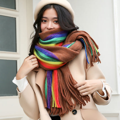 Rainbow Double-sided Cashmere-like Scarf