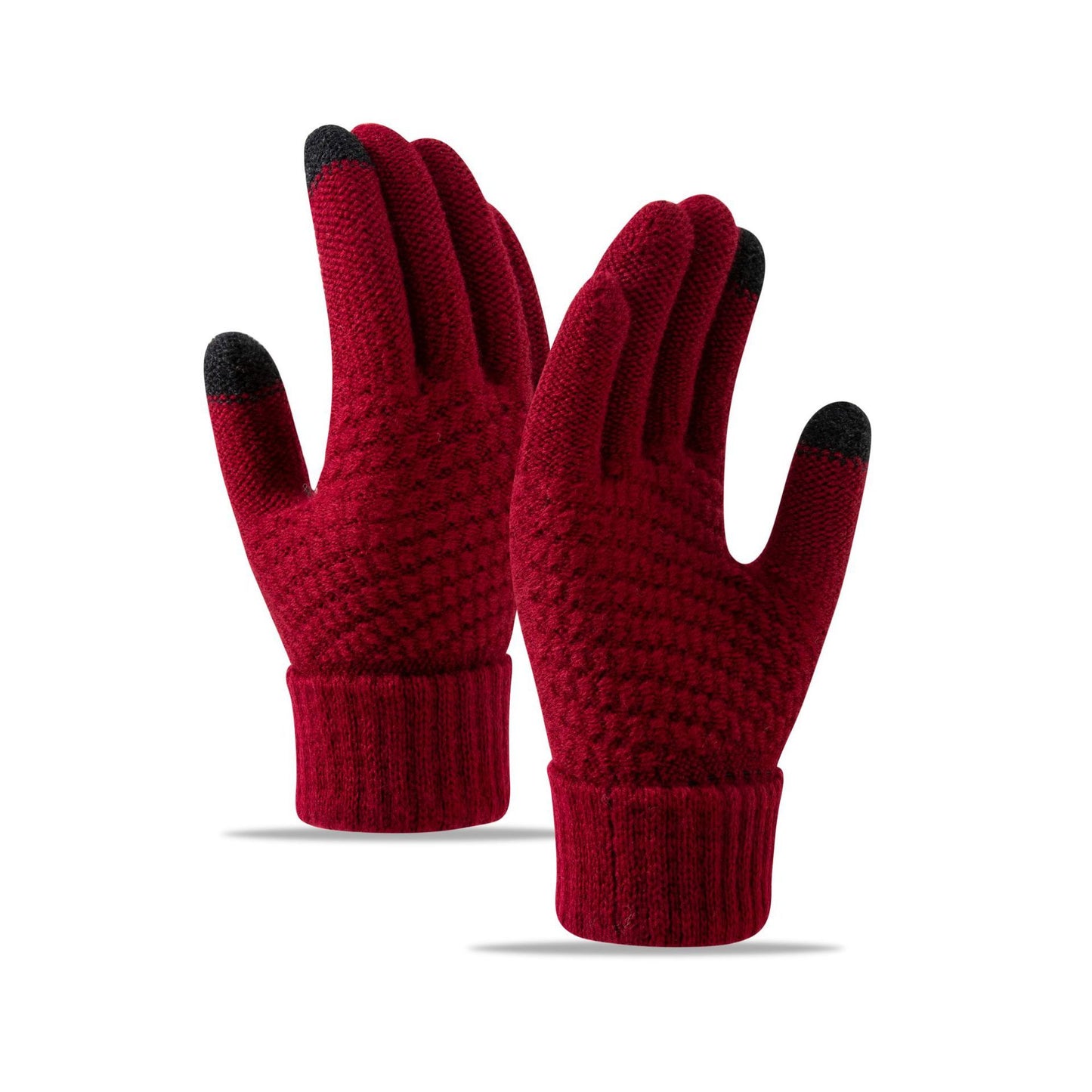 Fleece-lined Wind-proof And Cold Protection Knitted Warm Gloves