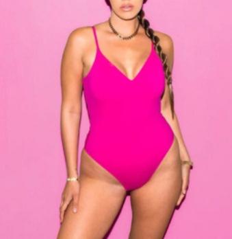 Pink Summer Backless String Swimsuit