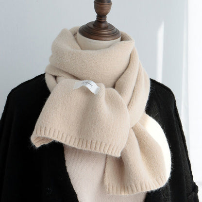 Solid Color Knitted Wool Keep Warm Scarf