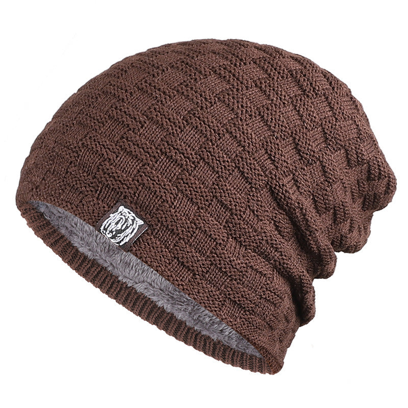 Tiger Label Knitted Fleece Beanie Hat