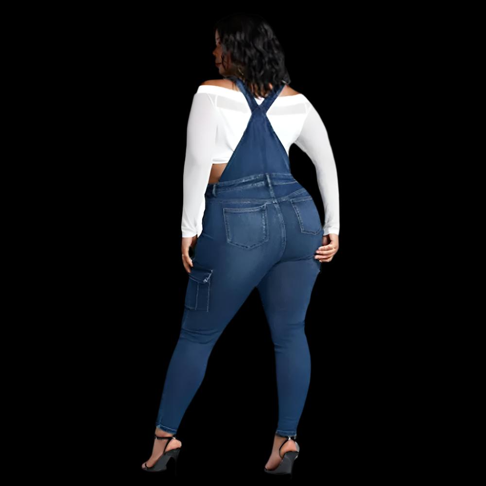 Women's Popular Plus Size Denim Skinny Jeans Dungaree Style