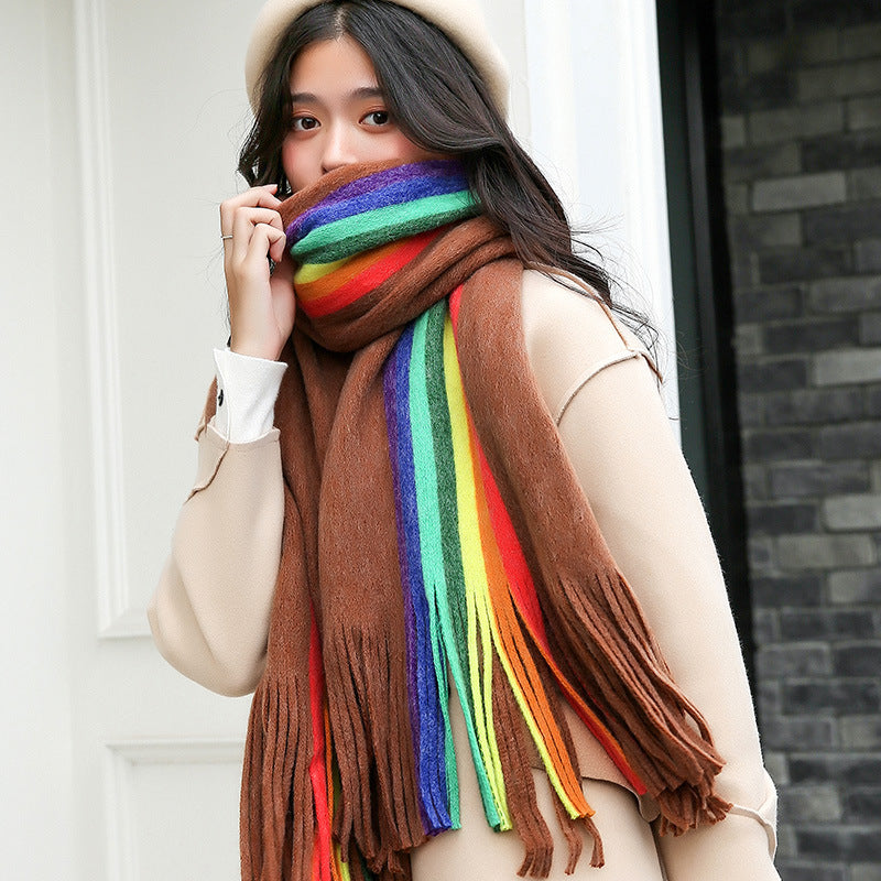 Rainbow Double-sided Cashmere-like Scarf