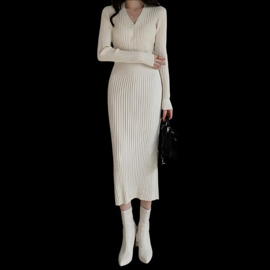 Mid-length Ladies Slim-fit Knit Dress