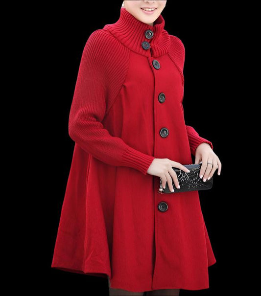 Red Plus Size Chic Mid-Length Trench: Timeless Style