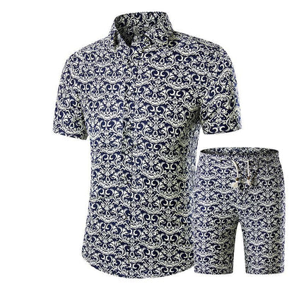 Men's Floral Shirt Shorts Set: Beachwear Sports