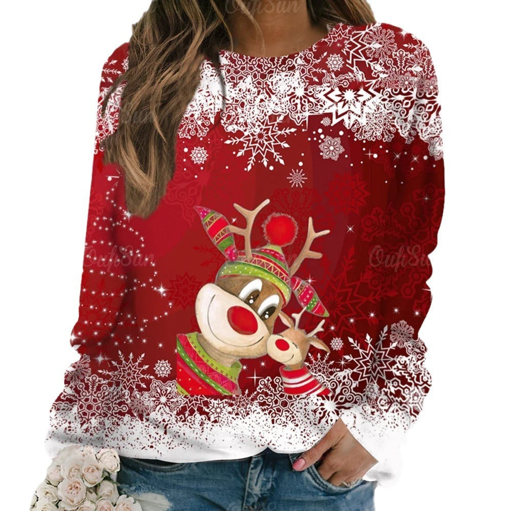 Digital 3D Printing Christmas Loose Sweatshirt