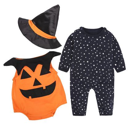 Halloween Pumpkin Performance Wear Baby Romper Jumpsuit & Hat