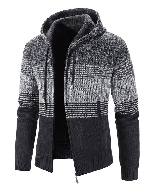 Men's Hooded Thick Fleece Cardigan Sweater