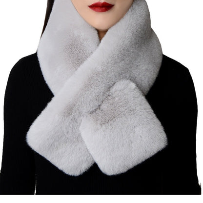 Plush Artificial Rex Rabbit Fur Thick Warm Scarf